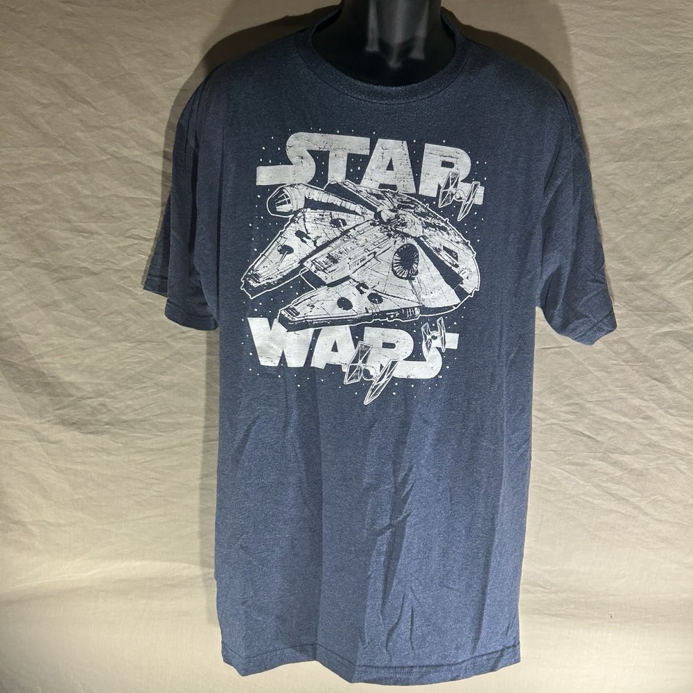 Star Wars Millennium Falcon Graphic T-Shirt Dark Heather Blue 2XL
